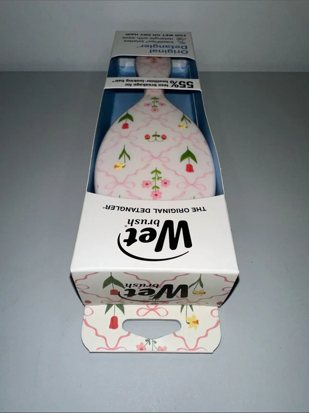 Wet Brush The Original Detangler Hair Brush White Pink Green Trellis Floral